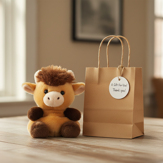 Highland cow plush with gift bag
