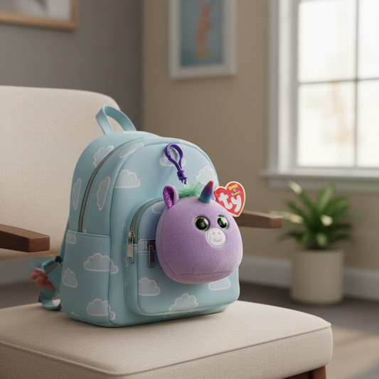 Rosette unicorn clip on backpack